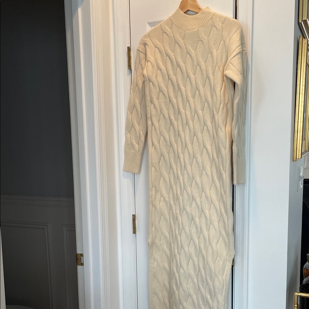 Line and Dot Cream Cable Knit Dress